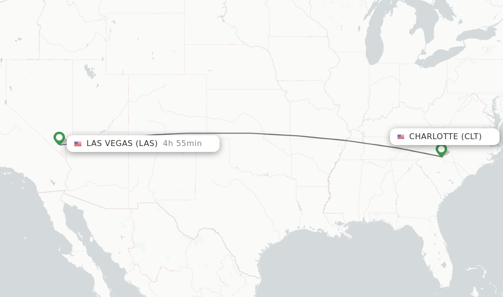 Flights from Charlotte to Las Vegas route map