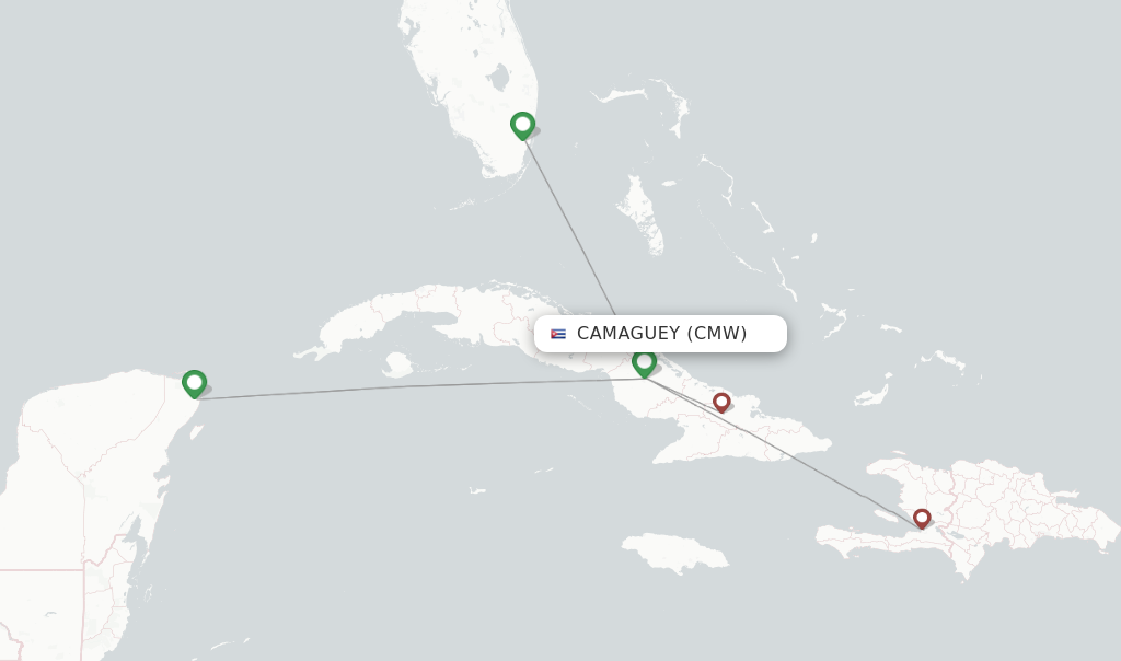Flights from Camaguey to Nassau route map