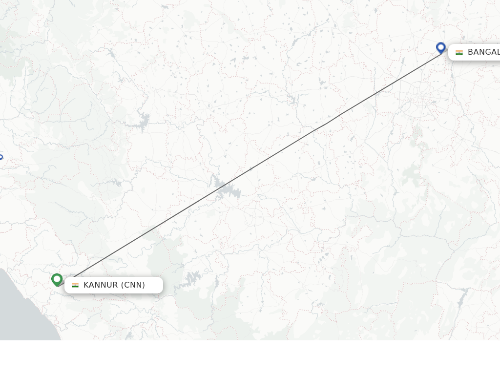 Flights from Kannur to Bengaluru route map