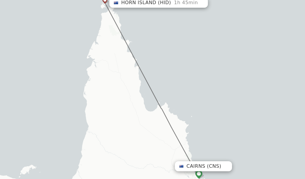 Flights from Cairns to Horn Island route map