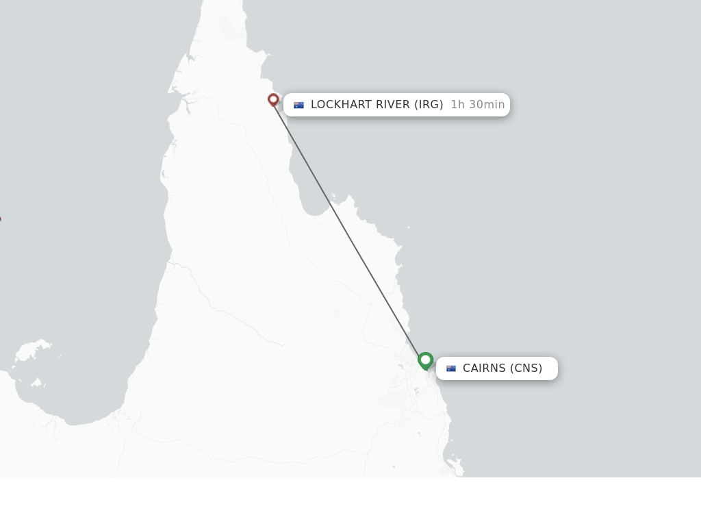 Flights from Cairns to Lockhart River route map