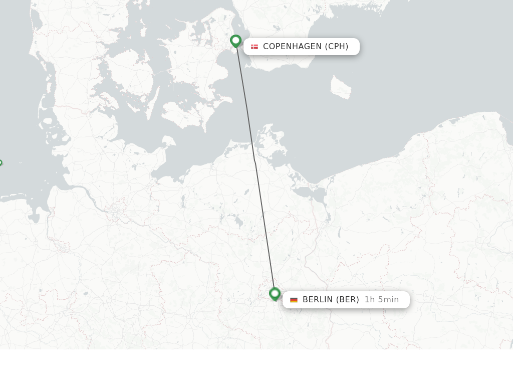 Flights from Copenhagen to Berlin route map