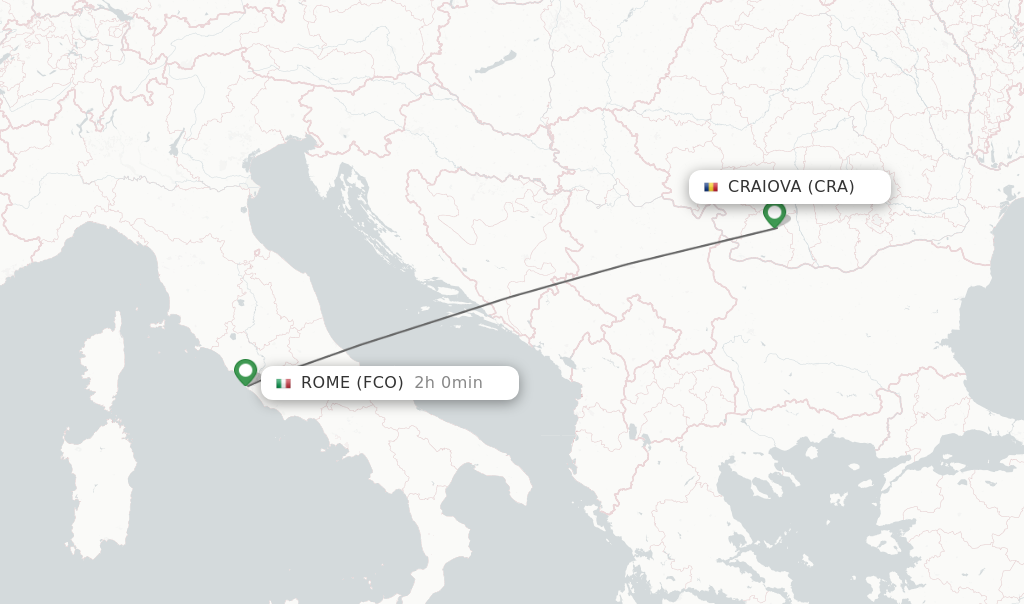 Flights from Craiova to Rome route map