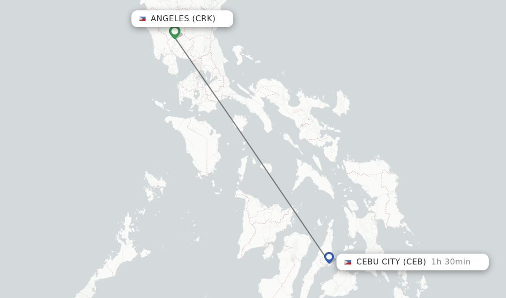 Flights from Angeles to Cebu City route map