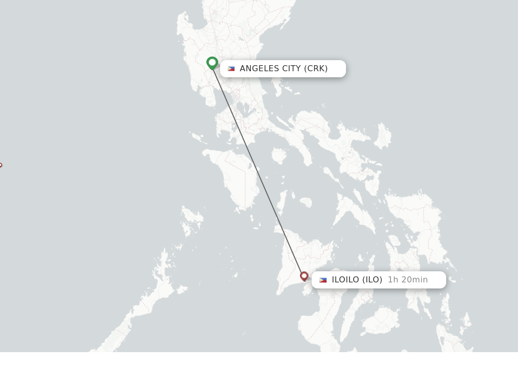 Flights from Angeles to Iloilo route map