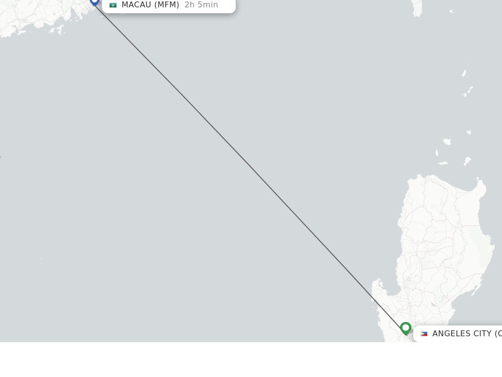 Flights from Angeles to Macau route map