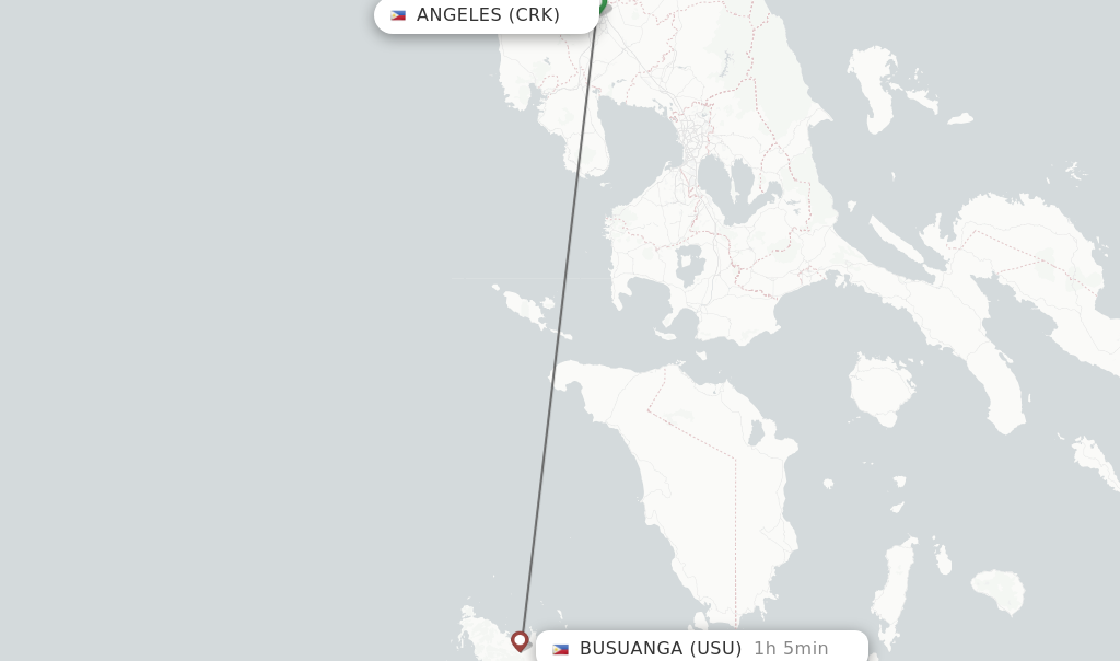 Flights from Angeles to Busuanga route map