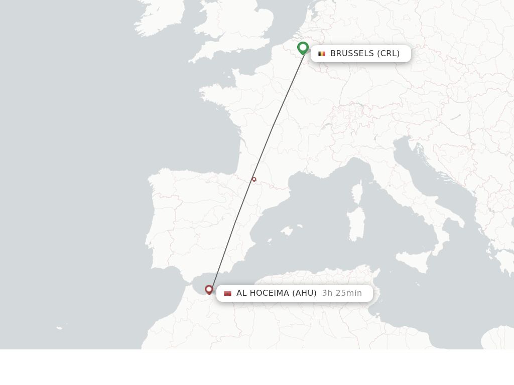 Flights from Brussels to Al Hoceima route map