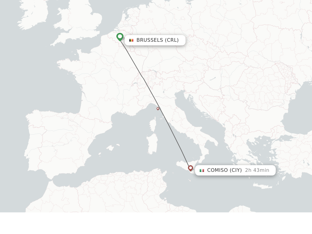 Flights from Brussels to Comiso route map