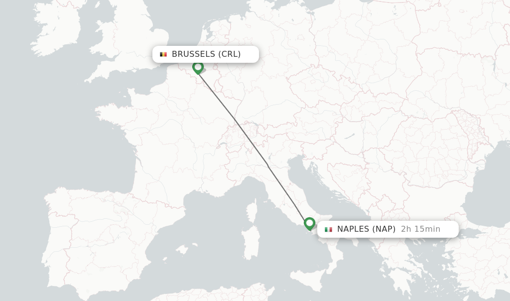 Flights from Brussels to Naples route map