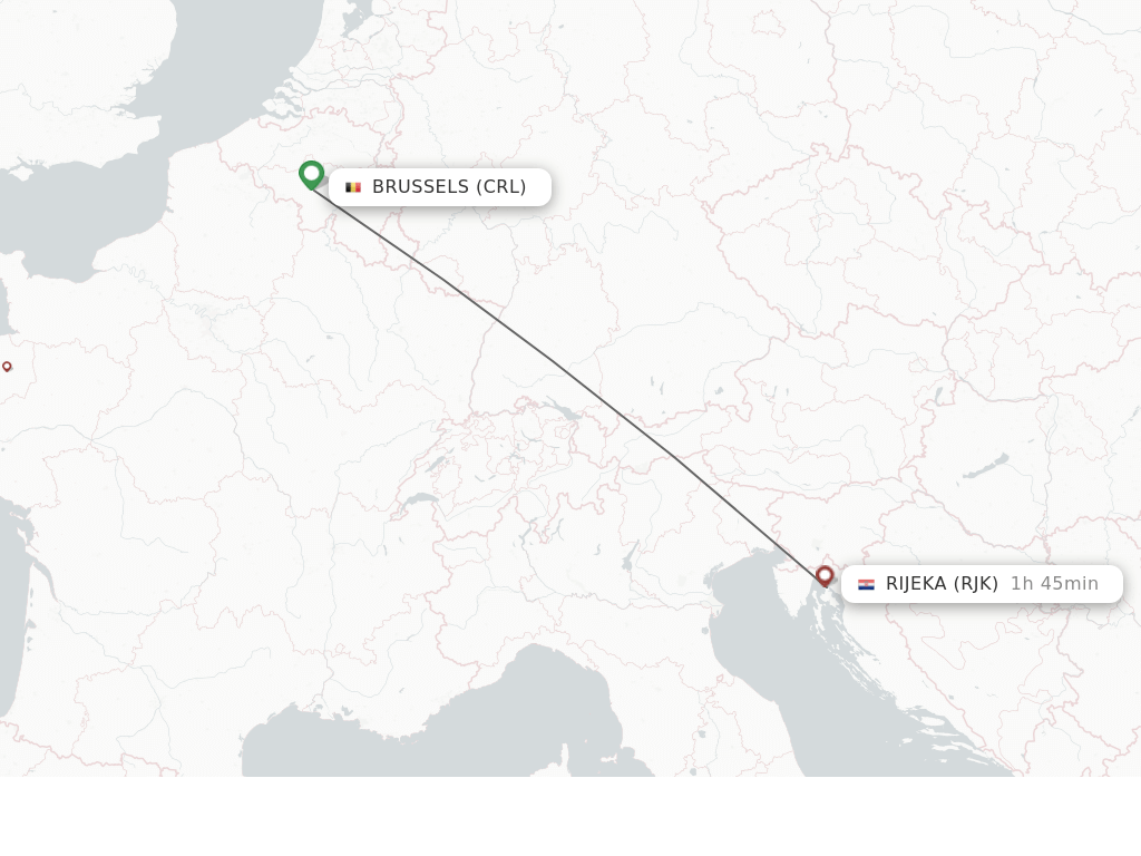 Flights from Brussels to Rijeka route map