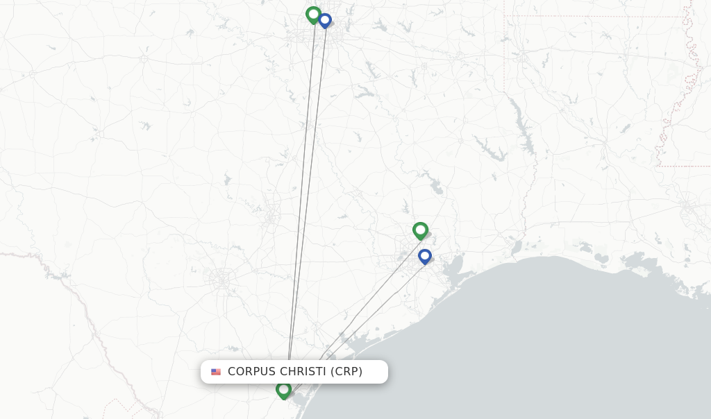 Flights from Corpus Christi to Dallas route map