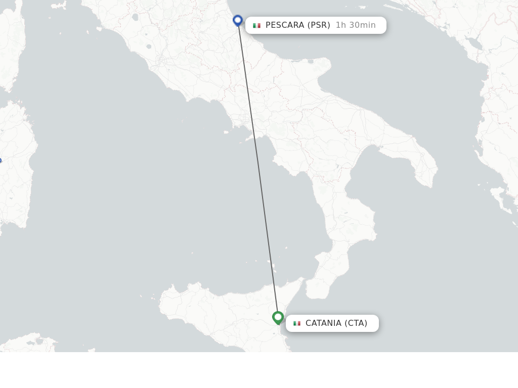 Flights from Catania to Pescara route map