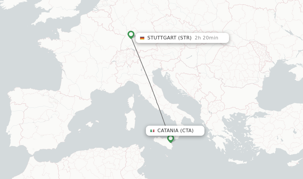 Flights from Catania to Stuttgart route map