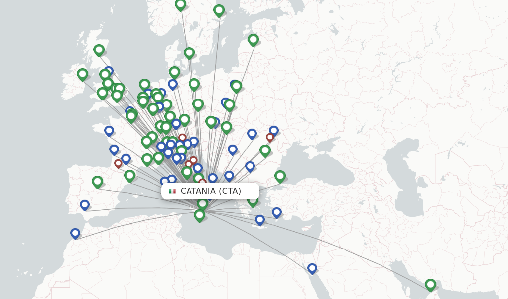 Catania flight map