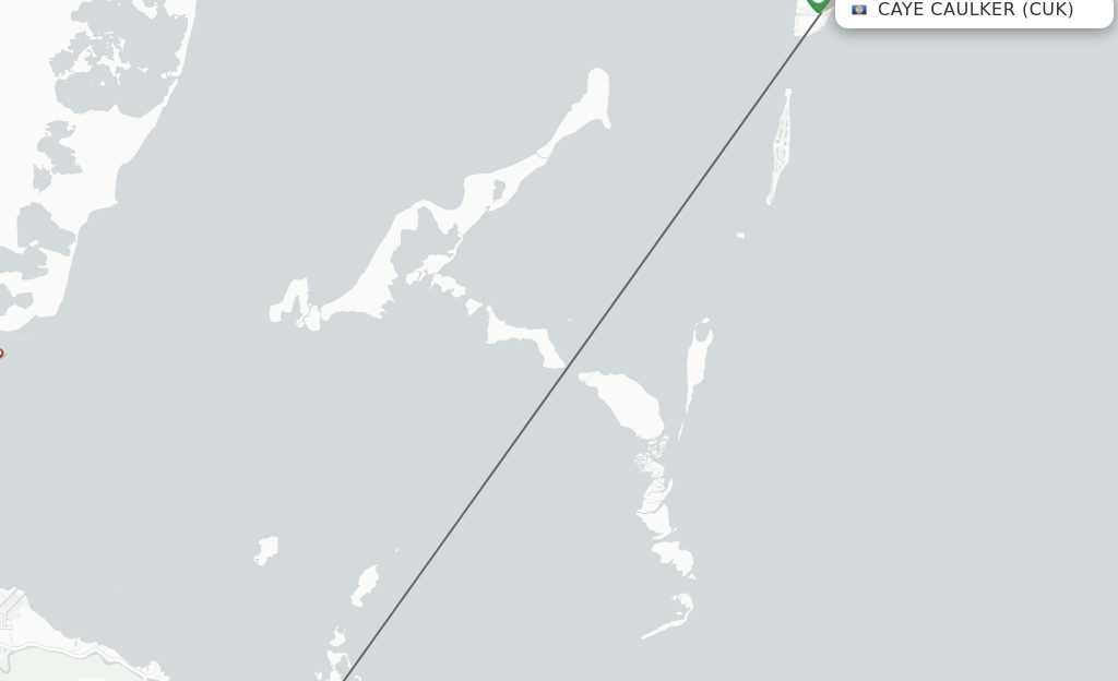 Flights from Caye Caulker to Belize City route map
