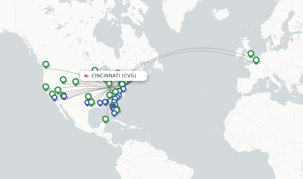 Cincinnati flight map