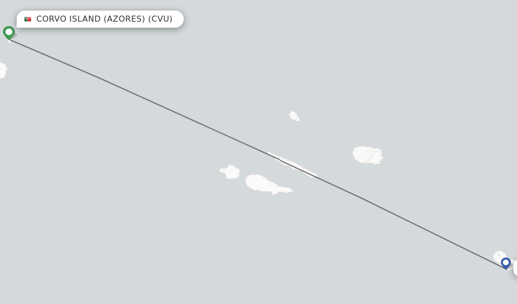 Flights from Corvo Island (Azores) to Ponta Delgada (Azores) route map