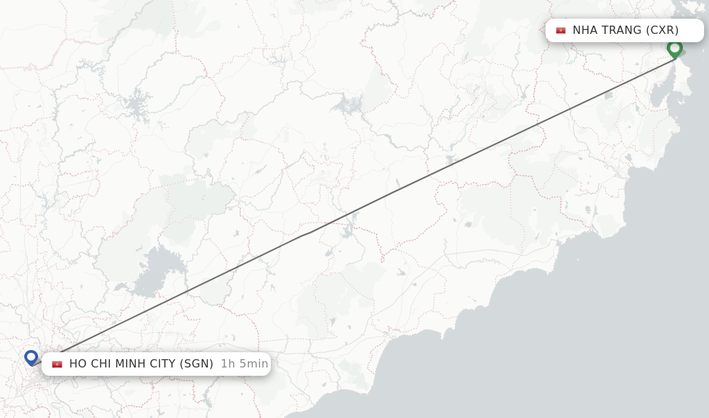 Flights from Nha Trang to Ho Chi Minh City route map