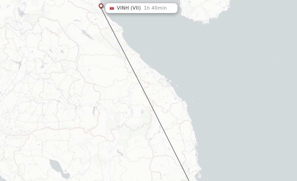 Flights from Nha Trang to Vinh City route map