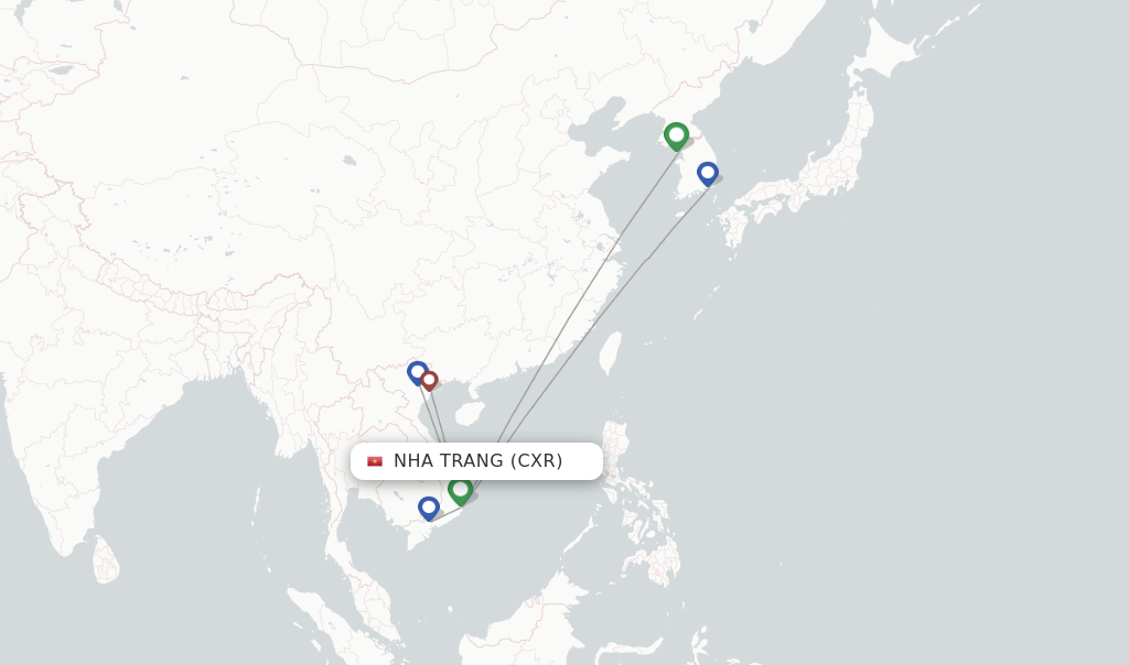 Route map with flights from Nha Trang with VietJet