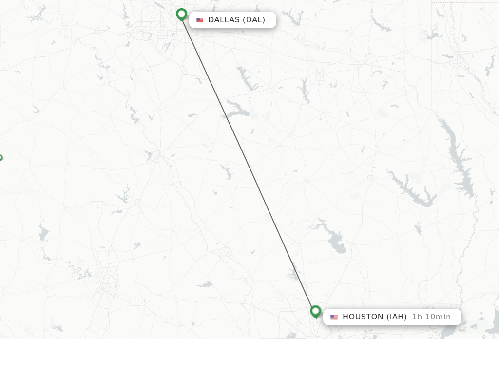 Flights from Dallas to Houston route map
