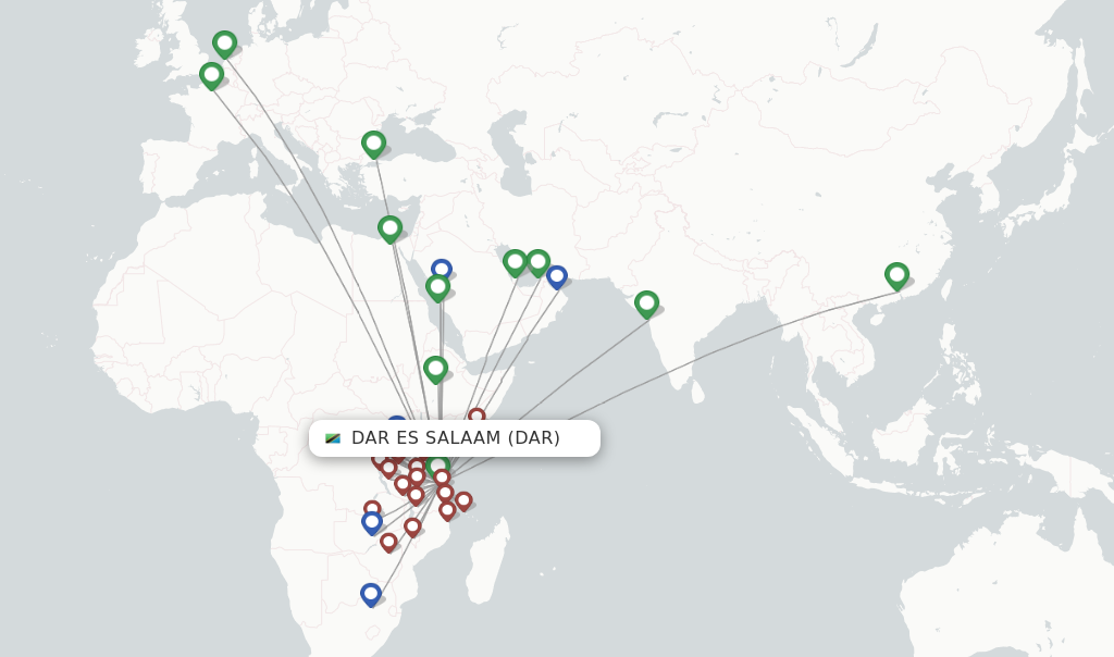 Dar Es Salaam flight map