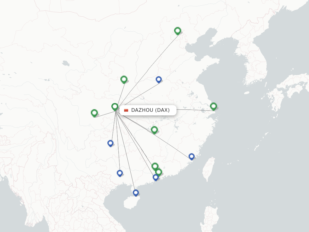 Flights from Dazhou to Nanjing route map