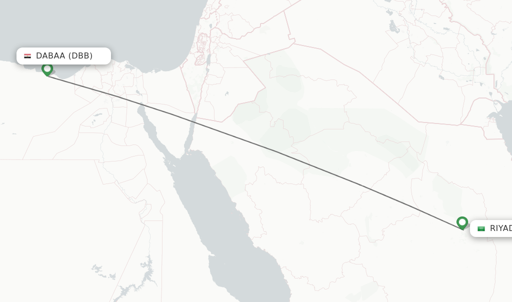 Flights from Riyadh to Dabaa route map