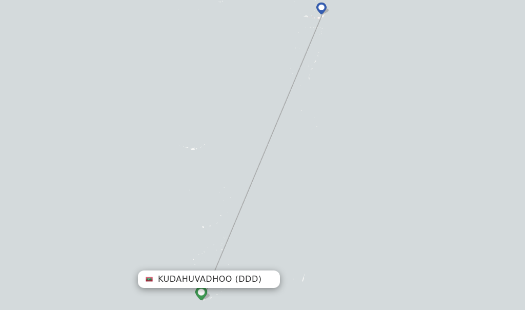 Route map with flights from Kudahuvadhoo with Manta Air