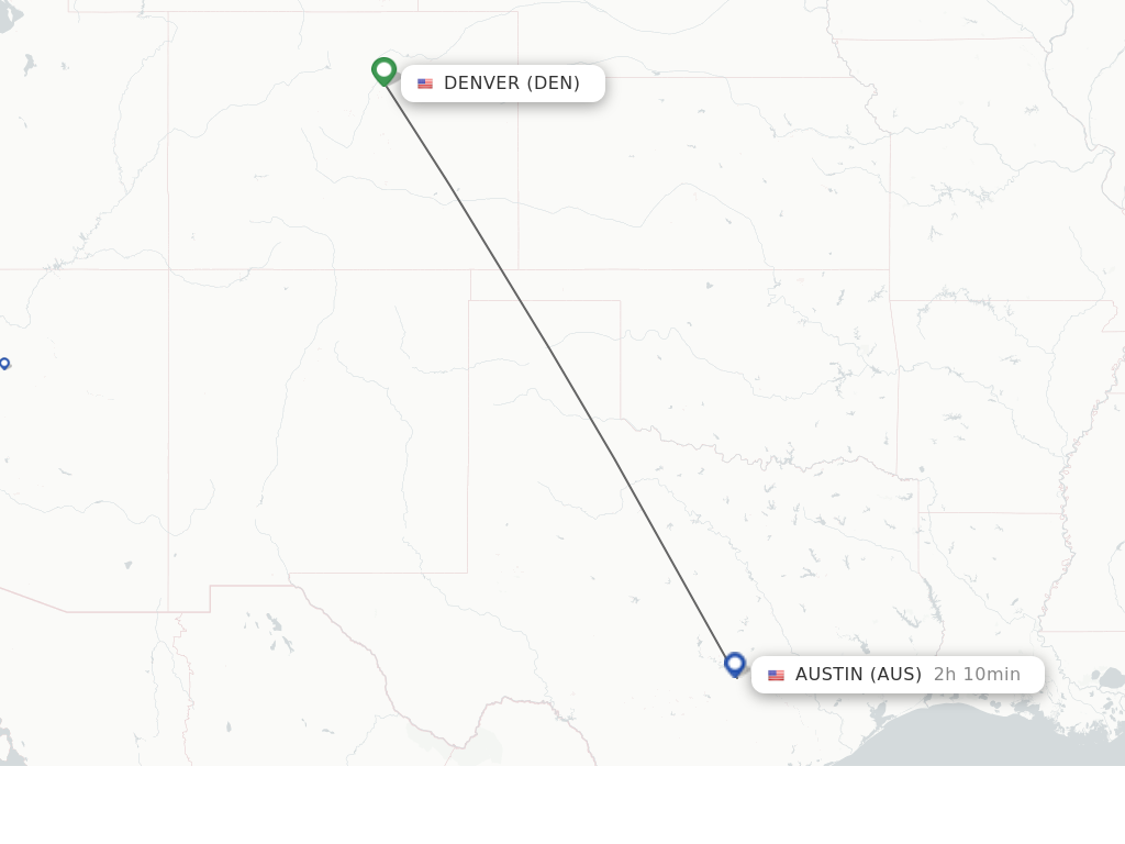 Flights from Denver to Austin route map