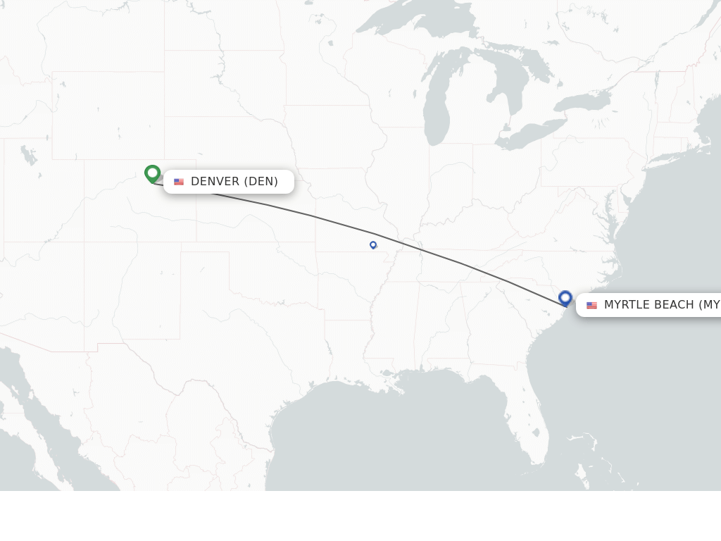 Flights from Denver to Myrtle Beach route map
