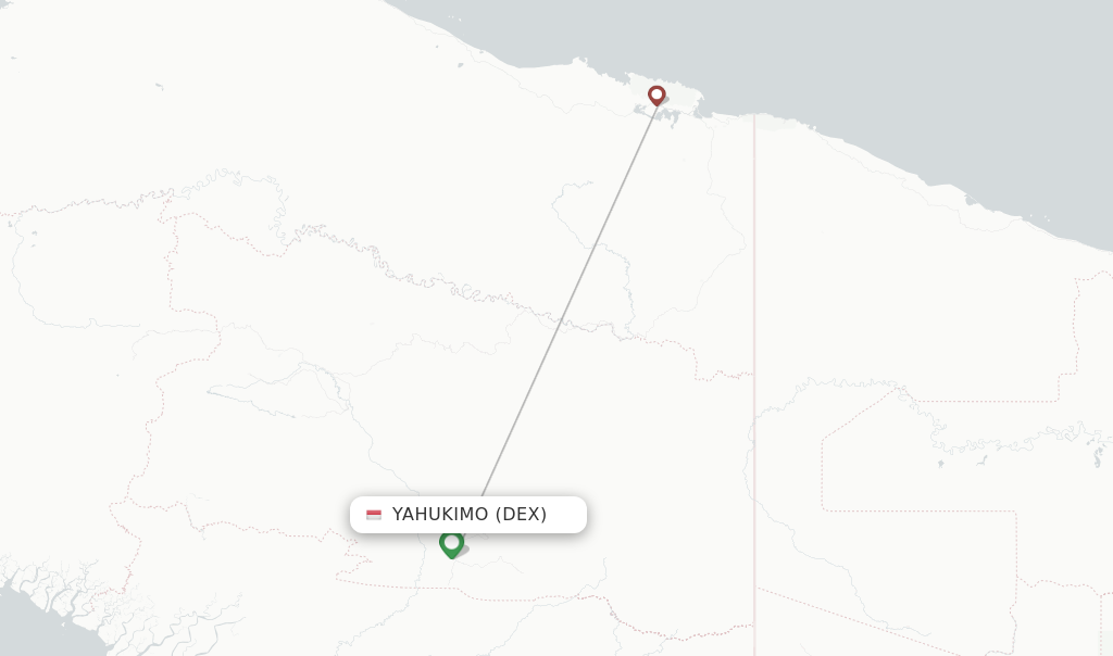 Route map with flights from Yahukimo with Trigana Air
