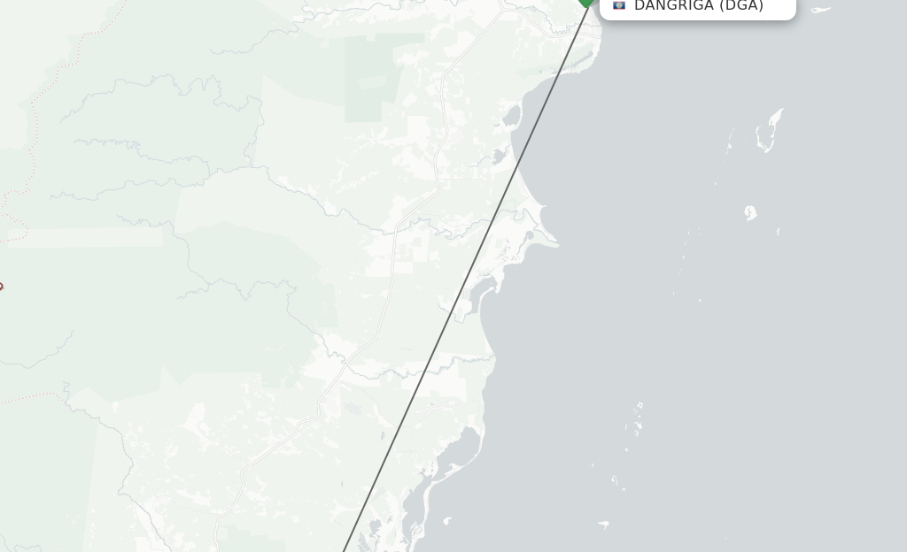 Flights from Dangriga to Independence route map