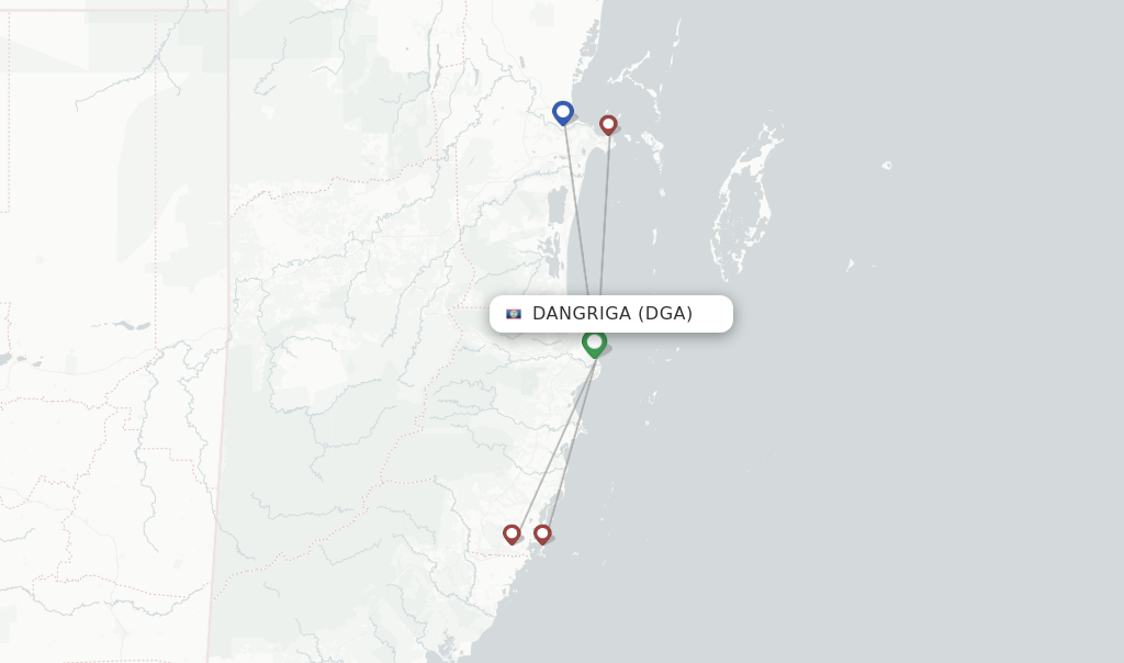 Dangriga flight map