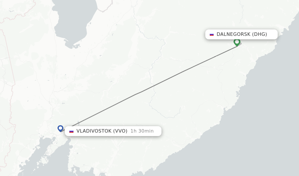 Flights from Dalnegorsk to Vladivostok route map