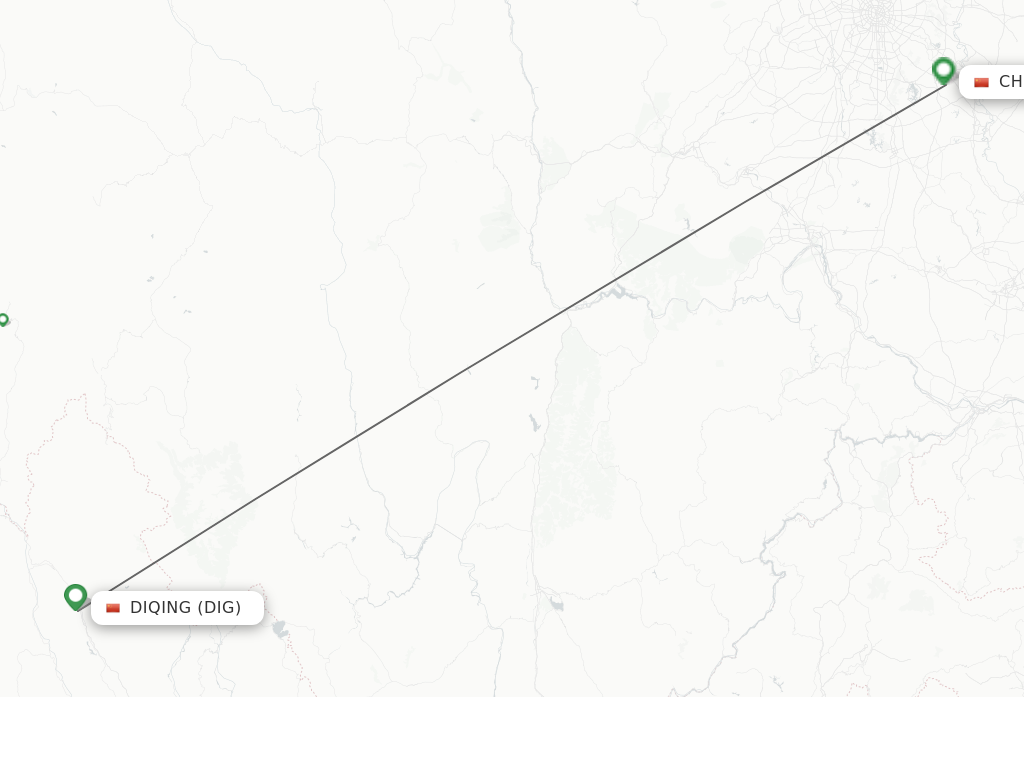 Flights from Diqing to Chengdu route map