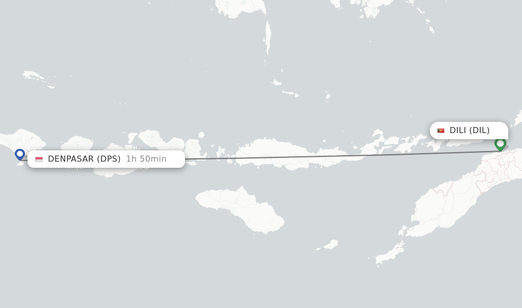 Flights from Dili to Denpasar route map