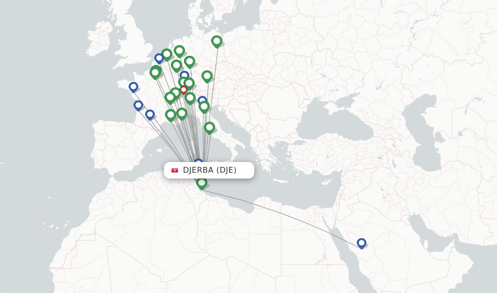 Djerba flight map