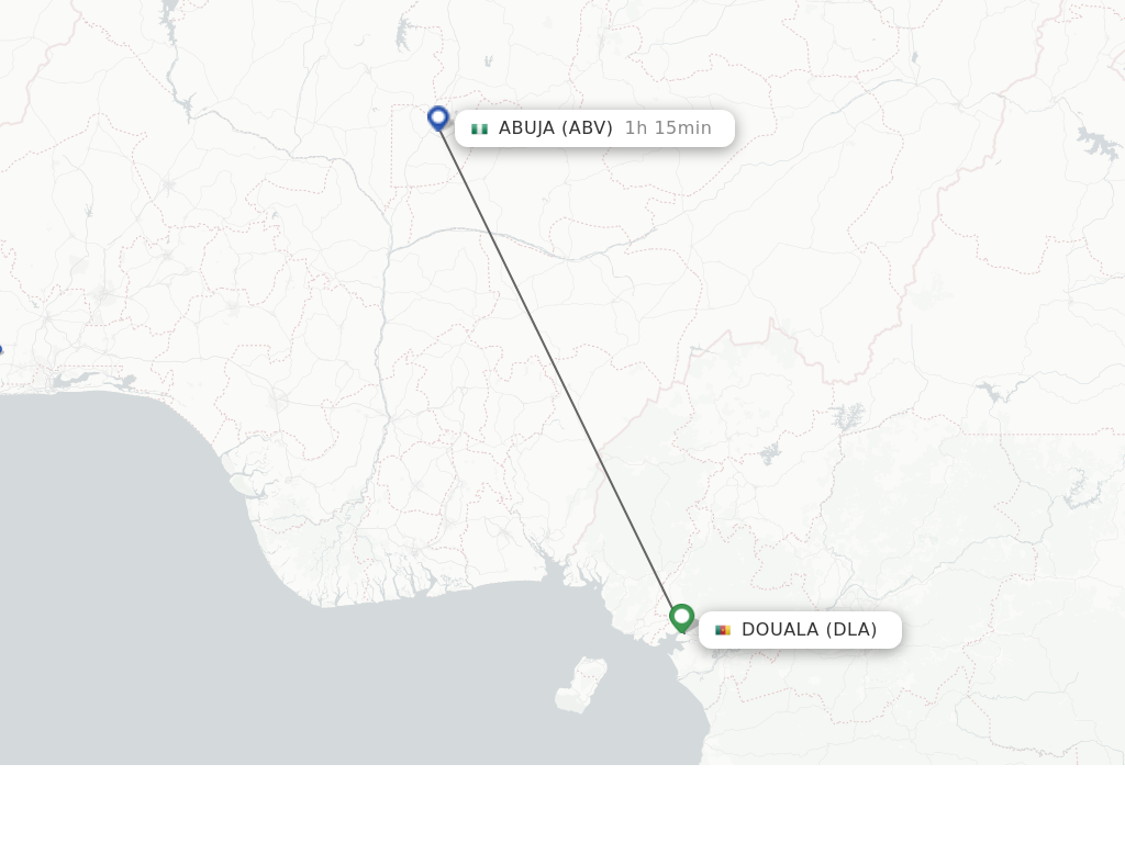 Flights from Douala to Abuja route map