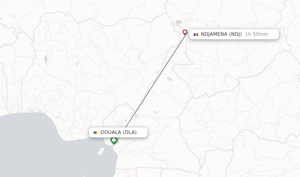 Flights from Douala to Ndjamena route map
