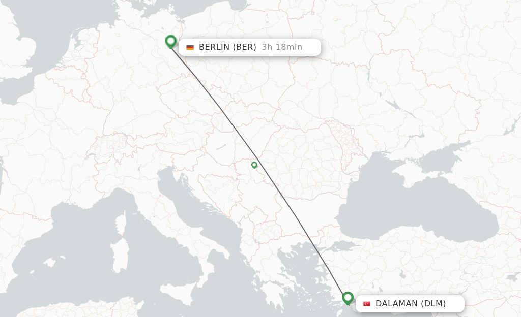 Flights from Dalaman to Berlin route map
