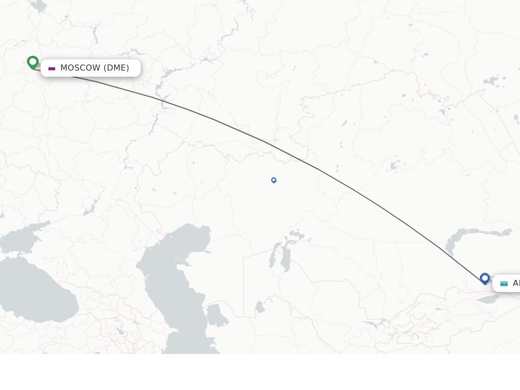 Flights from Moscow to Almaty route map