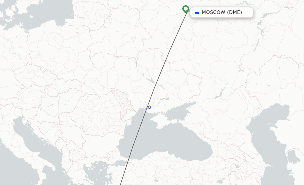 Flights from Moscow to Bodrum route map