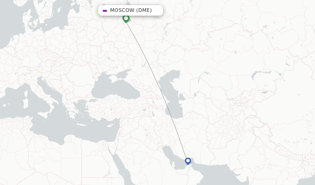 Route map with flights from Moscow with Air Arabia