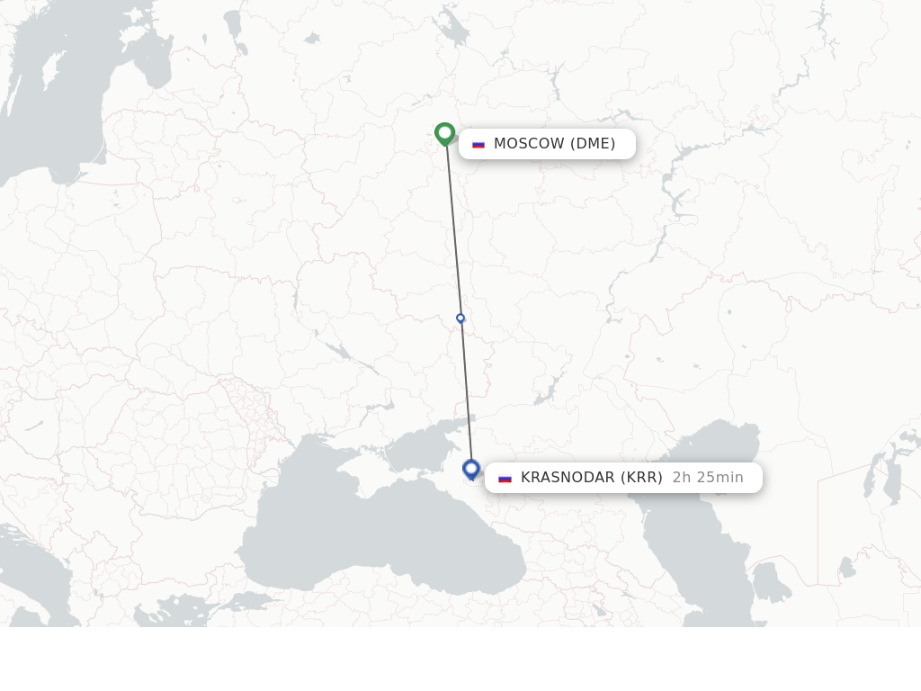 Flights from Moscow to Krasnodar route map