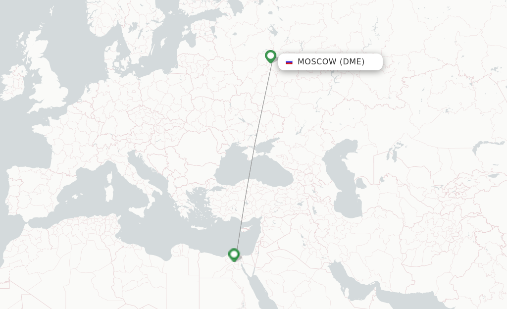 Route map with flights from Moscow with EgyptAir