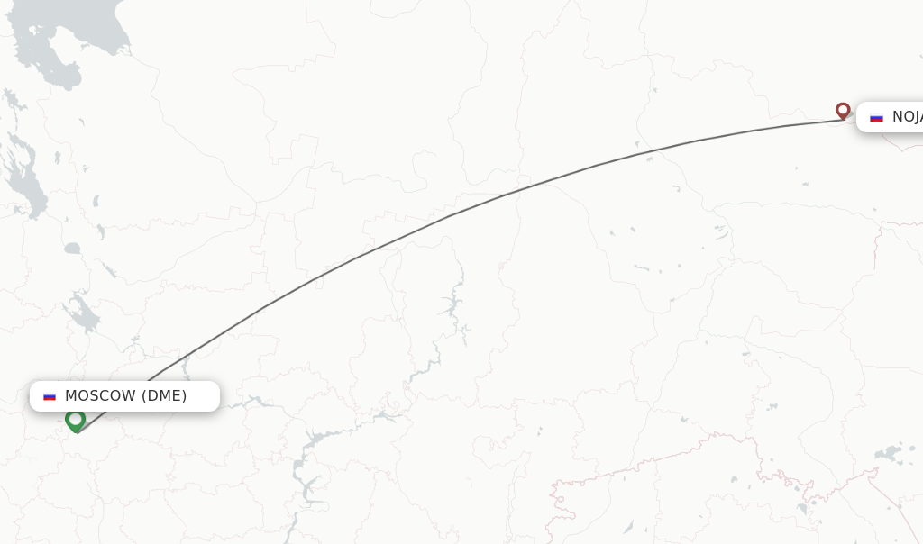 Flights from Moscow to Nojabrxsk route map