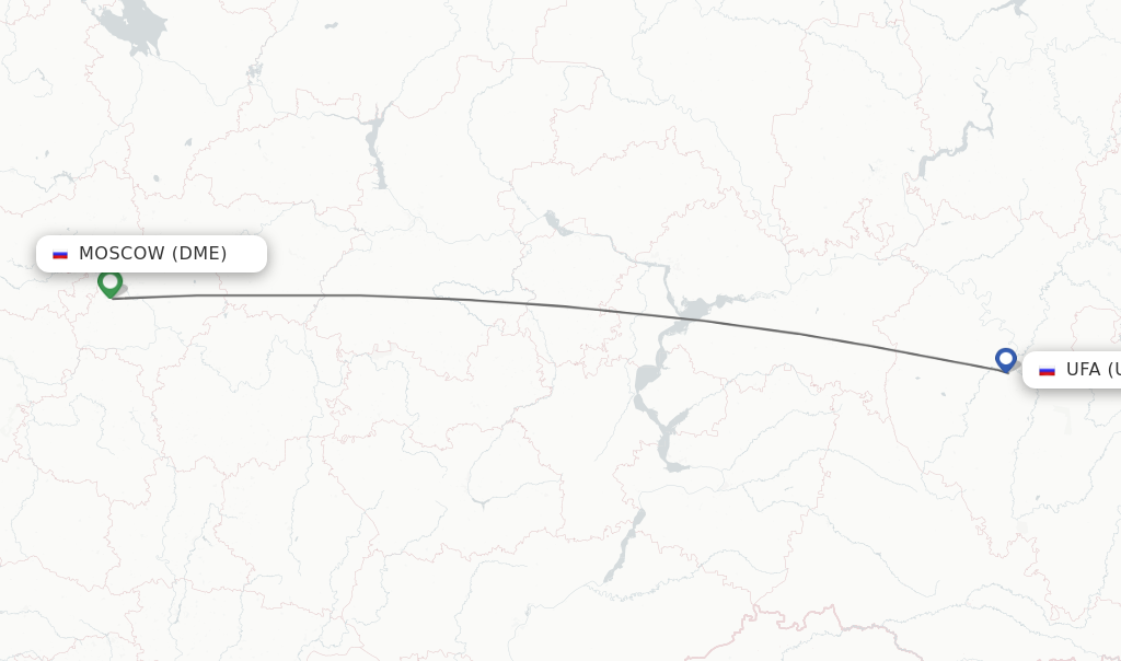 Flights from Moscow to Ufa route map