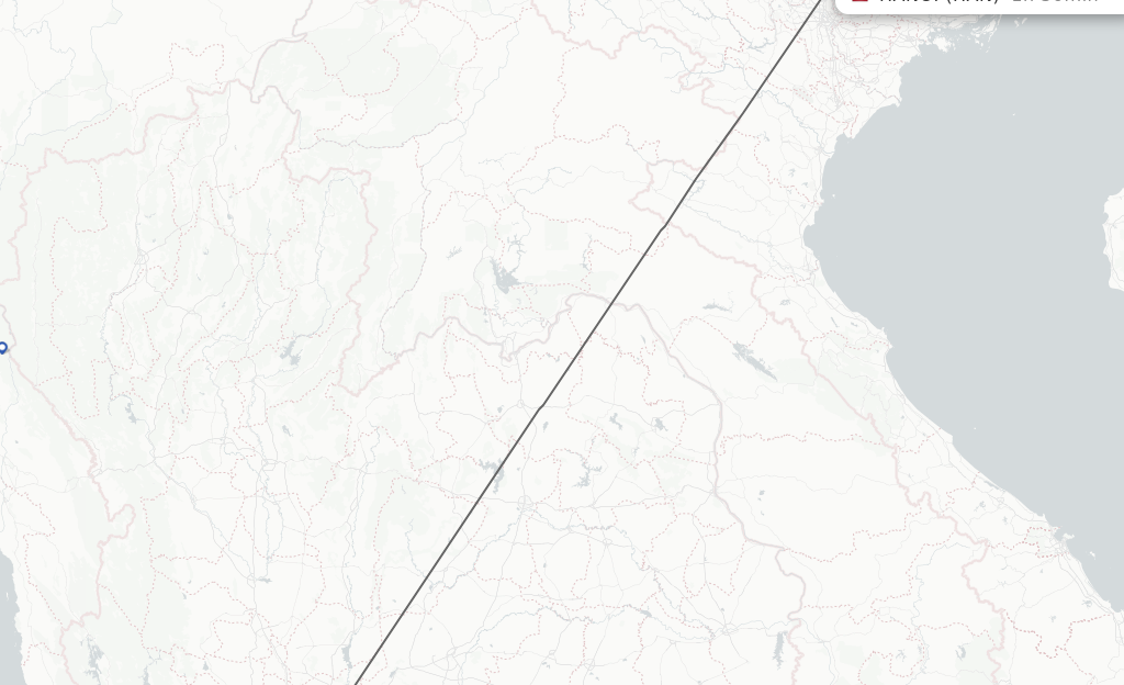 Flights from Bangkok to Hanoi route map